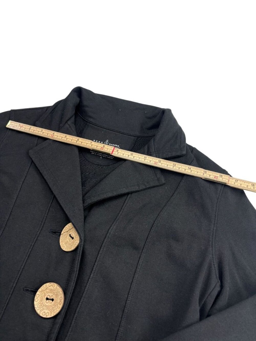 Neon Buddha Womens Black Jacket With Large Button Accents Long Sleeves Size L - Picture 6 of 9